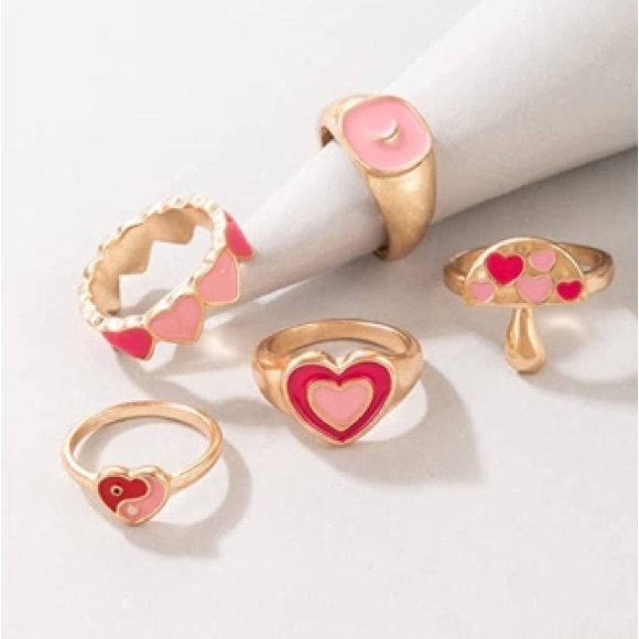 5PC Gold Stackable Ring Set - Picture 2 of 3